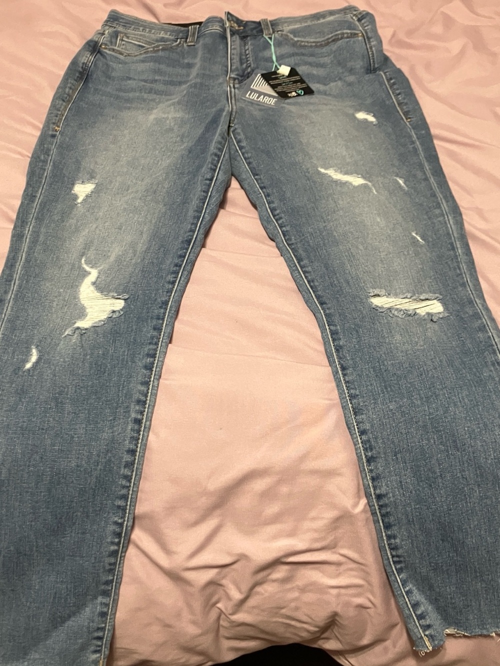 LuLaRoe Women's Distressed Light Blue Skinny Jeans